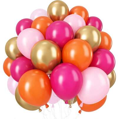 24 stuks 25 cm lichtroze en oranje metallic gouden ballonnen, geschikt voor zomerse tropische themafeesten, afstuderen, begin van het schooljaar, bruiloften, verlovingen, verjaardagen, bruidsdouches, ballondecoraties en foto-accessoires.