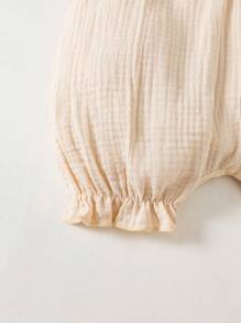 MommBaby Mono de una pieza con manga corta, volantes y bordado floral, lindo y casual para bebés niñas