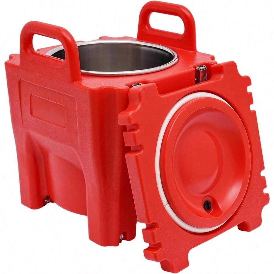 20L Stainless Steel Insulated Food Carrier, Bucket Hot Food Insulated Food Carrier For Restaurants, Hotels, Outdoor Parties, Fishing Chairs, Camping. (Red) - Red - View 1