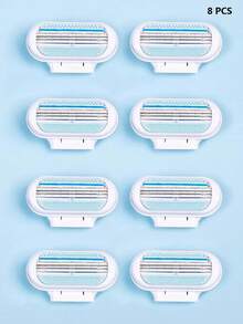 1 Handle + 8 Blades Set 8 Blades 12 Blades Women Bikini Manual Hair Removal Tool 3 Layers Stainless Steel Razor Blades Replaceable Razor Blades