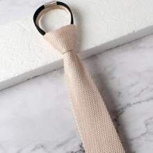 Corbata de punto a rayas con cabeza plana, ajustable, suave y sin nudos, corbata automática con cremallera como accesorio para traje de chico
