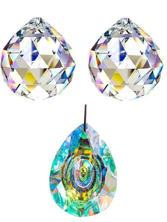 1/2pcs Crystal Suncatcher Hanging Window Crystal Ball Prism Rainbow Maker Pendant, Suitable For Garden, Christmas Tree, Wedding, Party, Yard, Patio, Car, Home Indoor & Outdoor Decor
