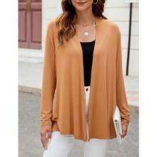 Newchoice Womens Casual Lightweight Long Sleeve Cardigan Soft Drape Open Front Fall Dusters (S-3XL) - Khaki - View 2