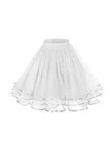 Fustă scurtă nouă pentru femei, roșu pepene verde, albastru lac, verde iarbă, negru, alb, roșu, lungime genunchi, talie 50 cm, fără os, crinolină de mireasă, fustă tutu din tul moale, stil drăguț, rochie cu 3 straturi, crinolină Lolita, potrivită pentru nuntă, petrecere, spectacol, ședință foto, decorare cosplay