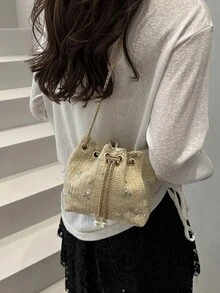 Túi đeo chéo mini thêu rơm phối màu thời trang, túi xách nữ đa năng tối giản cho kỳ nghỉ - Màu Khaki - Xem 4