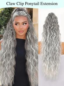 Ponytail Extension Claw 30" Long Curly Pony Tail Claw Clip In Hair Extension Fluffy Natural Looking Synthetic Hairpiece For Women