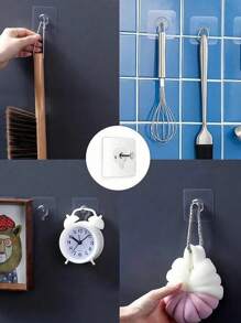 10/20pcs Clear Acrylic Photo Frame Hanging Hooks, Heavy Duty Self-Adhesive Wall Hooks For Frames, Paintings, No Need To Drill, Suitable For Bathroom And Kitchen Tile, Glass, Wood, Metal Walls
