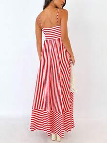 Women Y2K Maxi Dress Smocked Spaghetti Strap Sleeveless Long Flowy Dress Boho Backless Aline Long Dress Summer Casual Beach Sun Dress - 紅色 - 查看 5