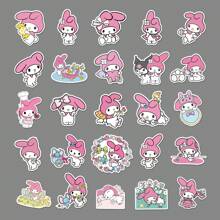 Sanrio 50/100pcs Sanrio Melody Adorable Doodle Cartoon Cute Animation Stickers For Water Cups, Notebooks, Luggage, Suitable For Back To School, Education Supplies