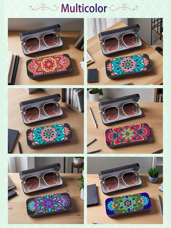 1pc5d Diamond Painting Glasses Case, Handmade Point Diamond Craft, DIY Production Of Crystal Diamond Painting, Sunglasses Storage Box, Adult Small Diamond Painting Kit, Gem Art Paint By Diamond Point DIY Beginner Women