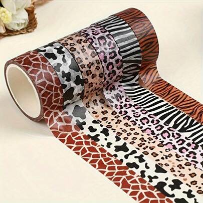 Set di nastri washi decorativi a stampa animale - nastri washi a motivi di zebra, leopardo e tigre per scrapbooking, artigianato fai-da-te e decorazione di agende, forniture scolastiche, back to school