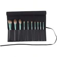 Estuche para brochas de maquillaje del último modelo Bird and Fish, estuche de viaje para brochas de maquillaje, enrollable, bolso organizador de brochas, estuche cosmético de piel sintética para guardar los accesorios de maquillaje durante los viajes - Negro - Ver 1