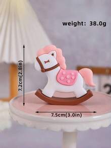 1pc Cute Teddy Bear Cake Topper Decoration, Cartoon Baby Wooden Horse Cake Decoration For Baby Birthday