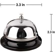 Call Bell 3.3 Inch Diameter With Metal Anti-Rust Construction, Ringing, Desk Bell Service Bell Hotels, Schools, Restaurants, Reception Areas, Hospitals, Warehouses(Silver)