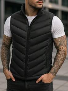 Chaleco para Hombre Casual y Elegante – Estilo Urbano, Ajuste Cómodo, Ideal para Oficina o Streetwear - Cardigan al costado - Negro - Ver 1