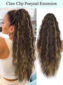Ponytail Extension Claw 30" Long Curly Pony Tail Claw Clip In Hair Extension Fluffy Natural Looking Synthetic Hairpiece For Women