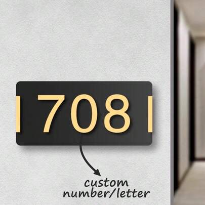 Número de puerta personalizado, número de puerta moderno, letrero de número de dirección moderno, número/letra de puerta acrílica, placa de número plana para pegar