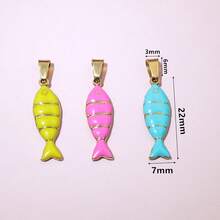 2pcs 28x7mm Stainless Steel Enamel Fish Charms Pendant With Pinch Clasp DIY Necklace Jewelry Making Accessories Findings - Fish - View 3