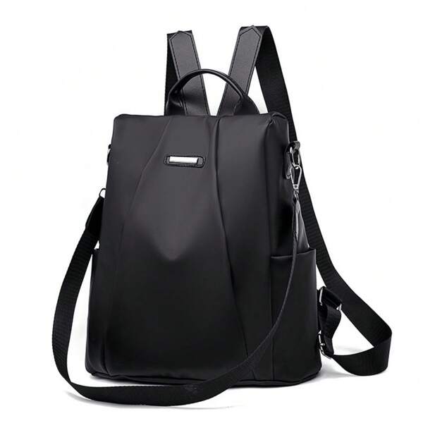 Una mochila casual antirrobo ligera con correas ajustables para los hombros, cierre de cremallera y forro de nailon - Una bolsa de viaje de moda adecuada para mujeres, hombres y entusiastas del estilo (Negro/Gris), mochila de viaje