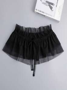 1 件带抽绳连帽网状领子，可调节弹性荷叶边假领 - 彩色 - 查看 3