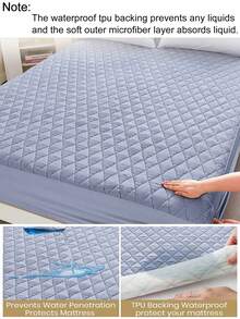 1件装蓝色防水床垫保护套，静音床垫垫，深口袋设计，柔软透气，四季皆宜，老年人适用。 - 藍色 - 查看 6