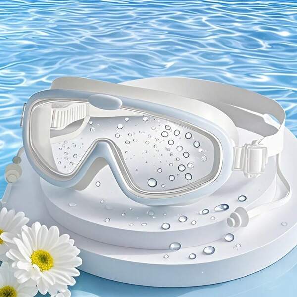 1pc Large Frame Transparent Design Swimming Goggles, Water Sports Swimming Diving Mask, Beach Essentials, Beach Accessories, Pool Float