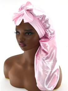 1 pieza Gorro de satén largo, Gorro de seda para cabello, Gorro para dormir, Gorro para trenzas largas, Gorro de cuidado del cabello reutilizable y ajustable, Gorro para dormir para mujeres