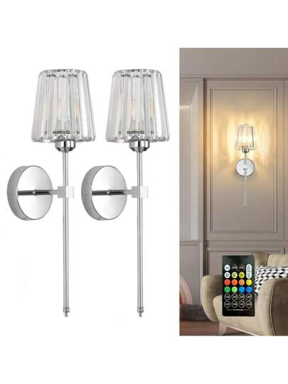 Minimalist Crystal Wand Sconce ation Fixtures Moderne Lamps Home Retro Lights Luxe 2000mAh RGB ful Stage Verlichting Zwart Goud Chrome Bedside Living Room Bedroom Indoor Lighting Dining Hallway Lamp Aisle Coffee Shops