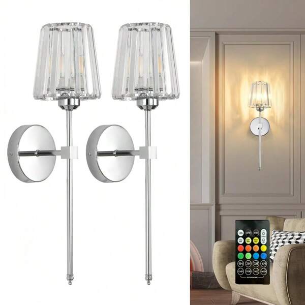 Minimalist Crystal Wall Sconce Decoration Fixtures Modern Crystal Wall Lamps Home Decor Fixtures Retro Crystal Wall Lights Luxury Home Decor 2000mAh RGB Colorful Stage Light Crystal Wall Lamps Black Gold Chrome For Bedside Living Room Bedroom Indoor Lighting Dining Room Hallway Lamp Aisle Coffee Shops Crystal Wall Lamps