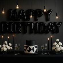 Happy Birthday Letter Kit Metallic Balloons 16'' - 黑色 - 查看 2