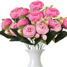 1pc/3pcs/6pcs27.58 Artificial Flowers Faux Peony Flowers Bouquet Fake Roses Flowers Bulk Glorious Flower Bouquets Silk Peonies For Home Party Wedding Decoration Bridal Table Centerpieces Valentines Decor