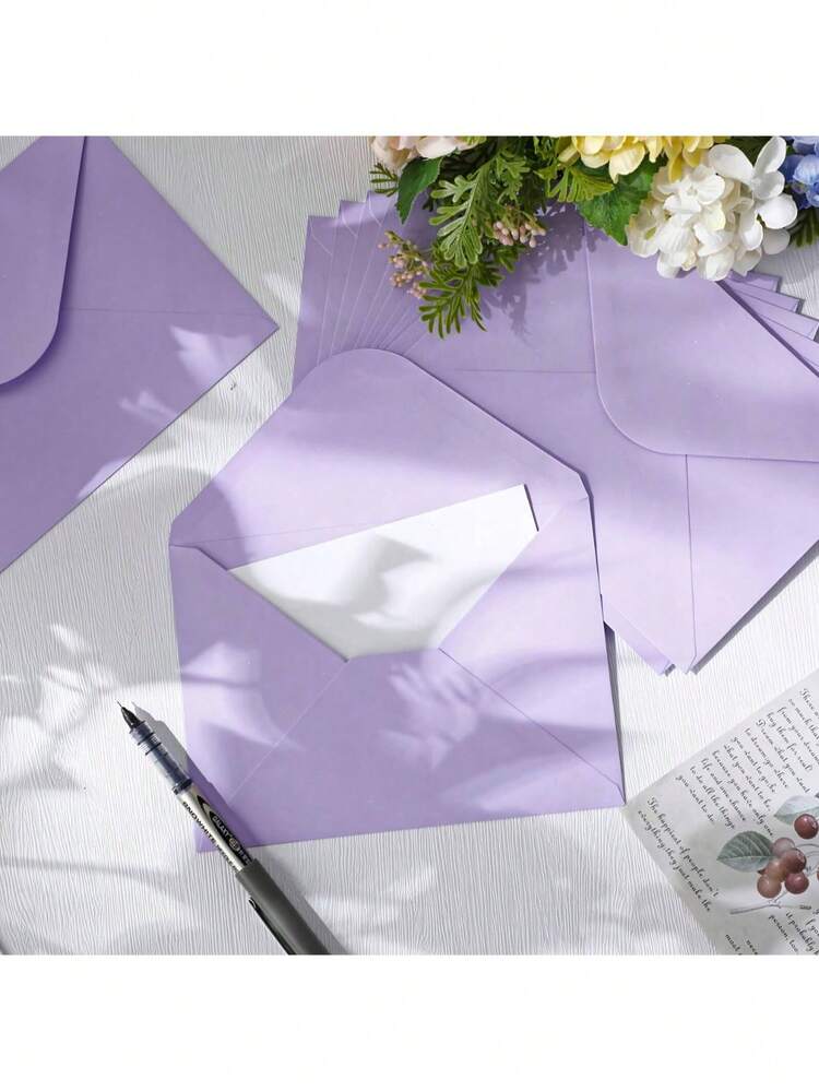 SHEN50 Pieces Of Sage Green Envelopes -A7 Envelopes, Greeting Card Envelopes - Inches, For 5 X 7 Back-To-School Event Invitation Cards, Greeting Cards, Birthday Party Invitation Cards. - Green - View 2