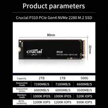 CRUCIAL 500GB/1TB/2TB Crucial P310 2280 M.2 SSD - PCIe Gen4 X4 NVMe 2.0, 3D NAND, Up To 7,100MB/S Read, Suitable For Various Laptops And Desktops
