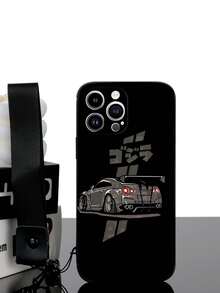 1 pièce Coque de téléphone antichoc avec design de voiture de course en TPU noir et 1 pièce Cordon noir, compatible avec , smartphones Android y compris OPPO - Multicolore - Voir 1