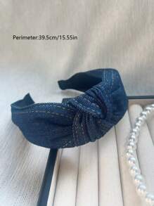 2 pièces Bandeau en denim simple et polyvalent, serre-tête pour l'extérieur, le lavage du visage et le maquillage, serre-tête pour femmes, accessoires cheveux