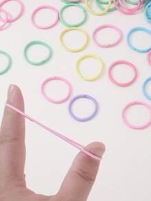 200pcs/Pack Girls' Simple Spring Color Hair Ties, Gentle On Hair, Elastic Hair Bands, Hair Accessories For Daily Use - Multicolor - View 5