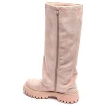 Women's Plain Pointed Toe Zipper Fashion Mid-Calf Boots With Buckle - Pink - View 3