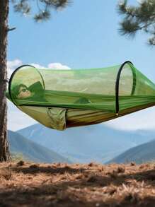 86.6 Inch X 39.4 Inch Single-Person Outdoor Hammock, Automatically Unfolds Quickly, Lightweight And Foldable For Easy Carrying, Includes Mosquito Net, Camping Poles, Anti-Tip Nylon Swing Chair, Suitable For Outdoor Backpacking, Beach, Backyard, Patio And Hiking