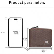 Men's Short Wallet, Fashion Plaid Embossed Soft Wallet, Horizontal Zipper Wallet, Coin Pouch, Large Capacity Multi-Card Slot, Can Hold Large Bills, Zipper Coin Pocket, Credit Card, Bank Card, ID, Photo Slot, Business Casual Style, Perfect Birthday Gift For Men Or Partner, Suitable For Fashion, Retro Style, Graduation Gift