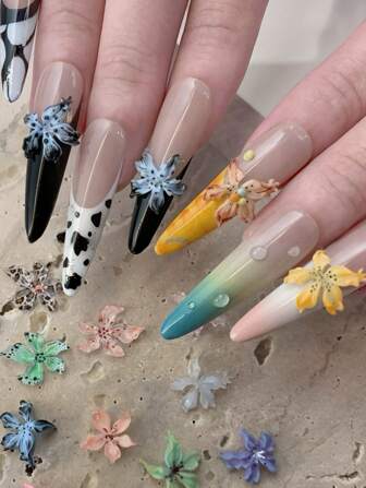 45 stuks/pak kleurrijke neppe gevlekte leliebloemen, DIY crèmegel cartoonaccessoires, koelkastmagneet, bekerstickers, haarclips, telefoonhoesjedecoratie, nagelkunstbenodigdheden