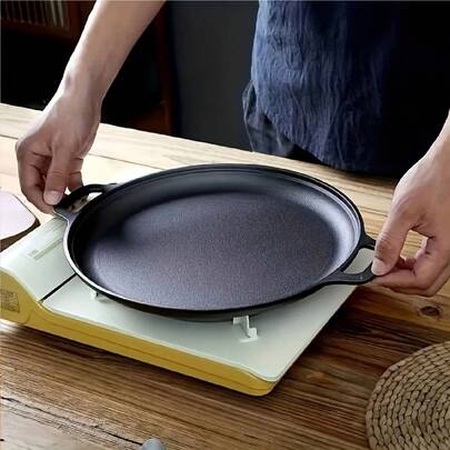 12-Inch Pre-Seasoned Cast Iron Skillet Pizza Pan - Heavy-Duty Cast Iron Frying Pan With Dual Handles - Oven Friendly Griddle For Stove, Campfire, And Outdoor Cooking