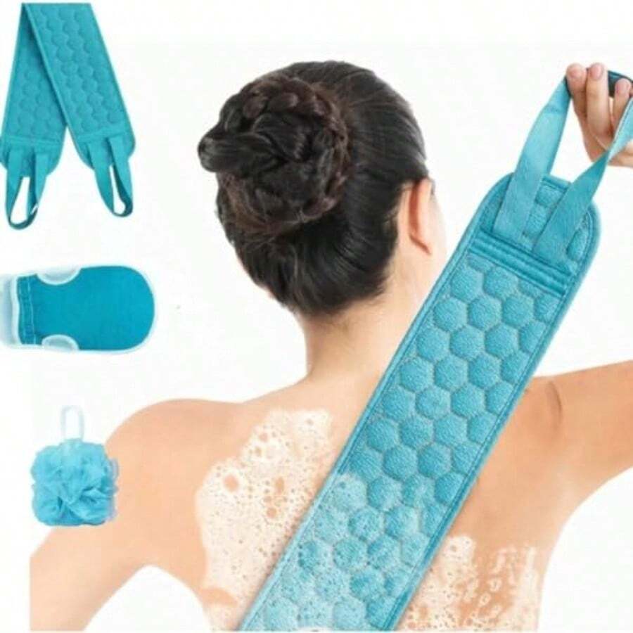 XNHHW3pcs Set Body Scrubber Back Massage Exfoliating Sponge Bathroom Bath Brush Scrub Shower Brush Body Wash Scrub Bath Supplies3yy2 - Blue - View 1