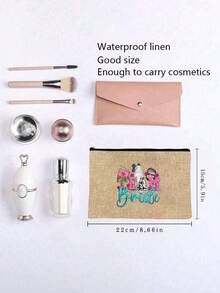 趣味图案印花化妆包，情人节惊喜礼物，旅行小物件包，轻便化妆品收纳包，旅行化妆包，字母拉链收纳包，拉链手提包，时尚实用的化妆包，字母印花化妆包礼物，送给妈妈的化妆包，情人节节日礼物，趣味字母印花女士礼物，女士化妆包，可爱生日圣诞友谊礼物，送给挚友的礼物，新娘纪念品 - 彩色 - 查看 6
