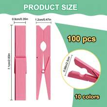 100pcs/Pack Colorful Wooden Clothespins, 2.9 Inch Crafts Clips, Soft Color Household Clothespin For Hanging Pictures, 10 Colors Assorted