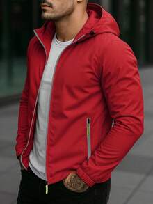 Chaqueta Rompevientos para Hombre Ligero – Estilo Urbano, Ideal para viento y Clima Fresco - Rojo - Ver 3