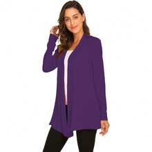 Newchoice Womens Casual Lightweight Long Sleeve Cardigan Soft Drape Open Front Fall Dusters (S-3XL) - Purple - View 4