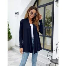 Newchoice Womens Casual Lightweight Long Sleeve Cardigan Soft Drape Open Front Fall Dusters (S-3XL) - Navy Blue - View 4