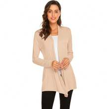 Newchoice Womens Casual Lightweight Long Sleeve Cardigan Soft Drape Open Front Fall Dusters (S-3XL) - Marzipan - View 1