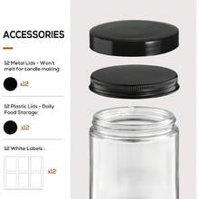 24 Pack, 8 OZ Thick Glass Jars With Metal Lids, Clear Round Candle Making Jars,Empty Food Storage Containers, Mason Canning Jar For Spice, Powder, Liquid, Sample, Lotion, Cosmetic,Dishwasher SafeNo. 34938 - 12 - View 9