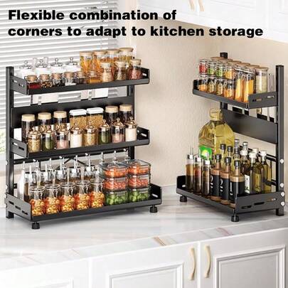 1X Of Non-Perforated Seasoning Kitchen Shelf, Chopsticks Knife Table Multi-Functional Kitchen Utensils Multi-Layer Household Shelf, Kitchen Accessories, Kitchen Organizer